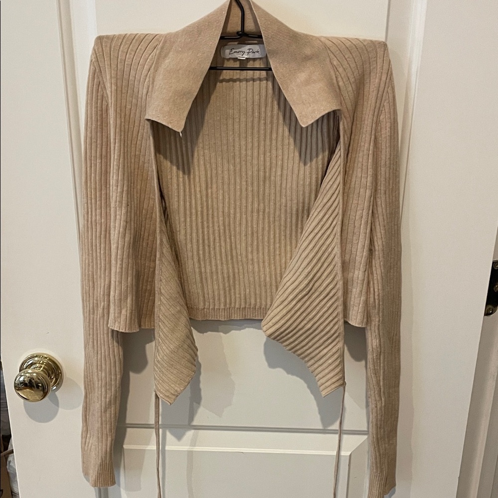 Emory Park Light Tan Ribbed Knit Sweater